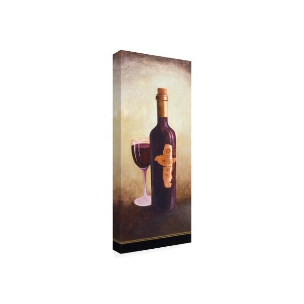 Pablo Esteban 'A Bottle Of Red Wine With Glass' Canvas Art,20x47